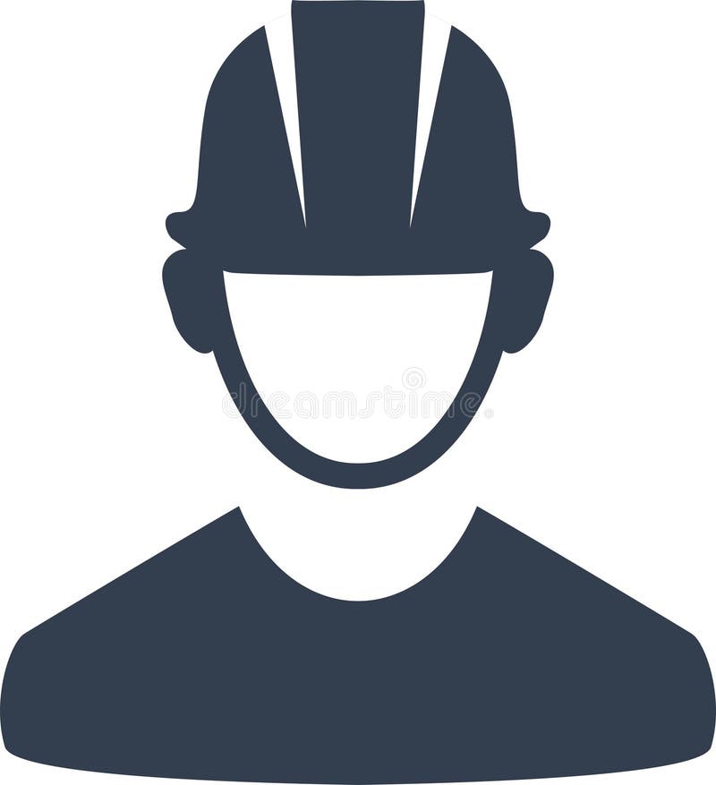 Builder Worker Engineer Man Avatar Icon Line Art Stock Vector