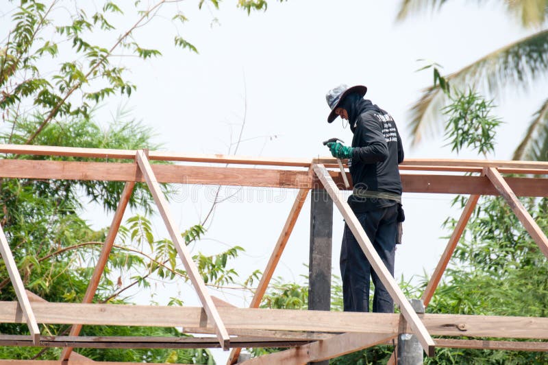 Builders are Building Homes Editorial Stock Photo - Image of tool