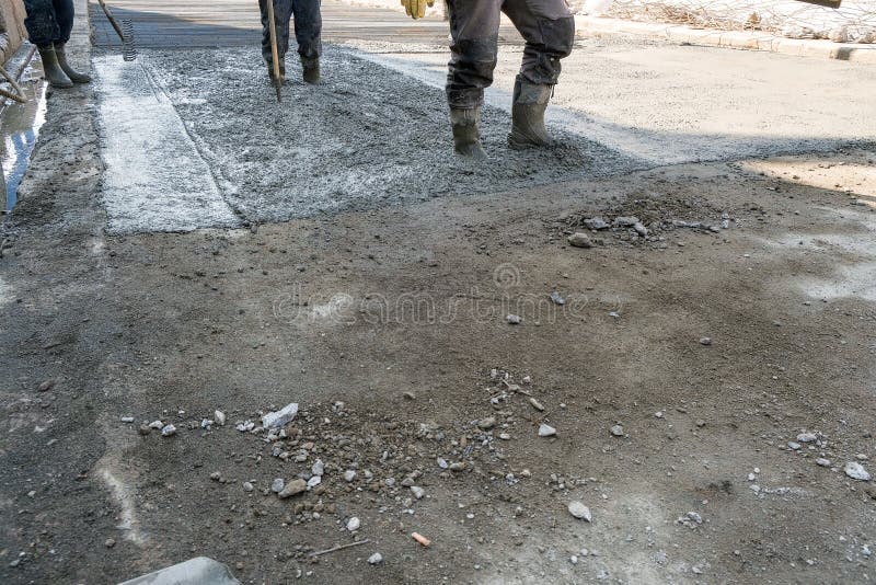 Builders Poured Concrete at the Construction Site Stock Image - Image