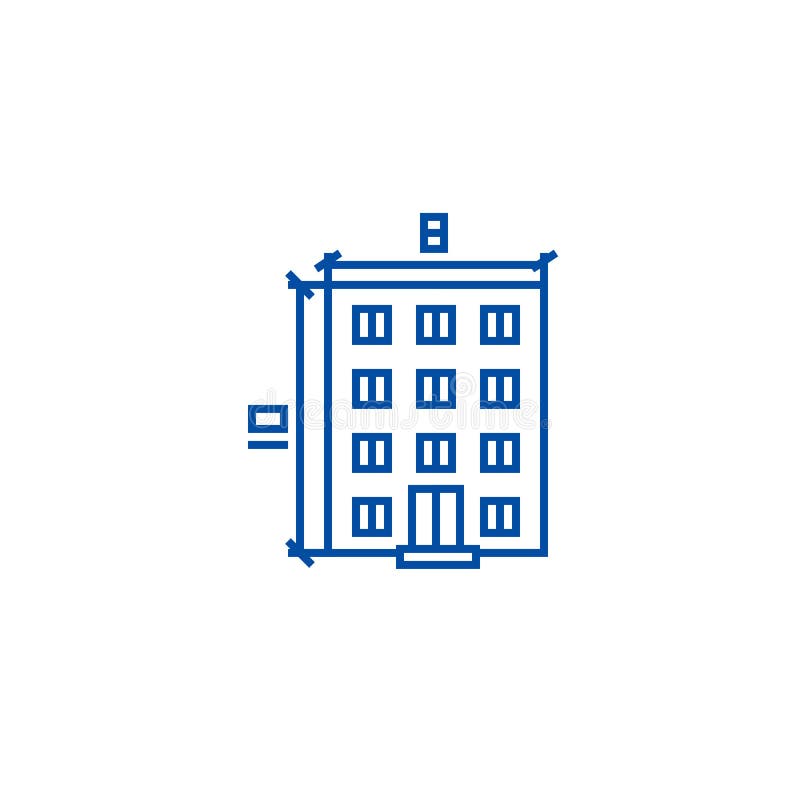 Building,architecture project line icon concept. Building,architecture project flat vector symbol, sign, outline royalty free illustration