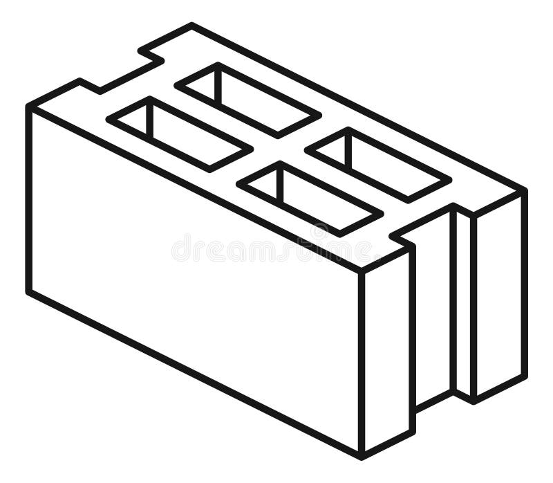 Building block icon. Concrete or clay hollow brick