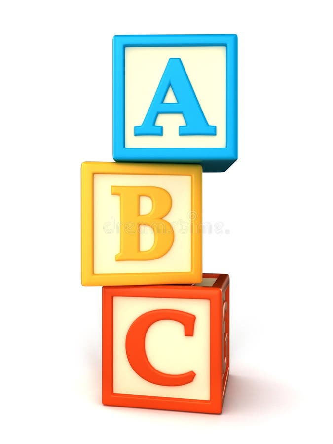 ABC building blocks on white background