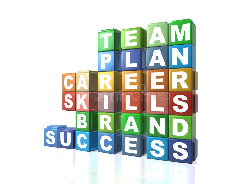 Building blocks spelling out business words stock illustration