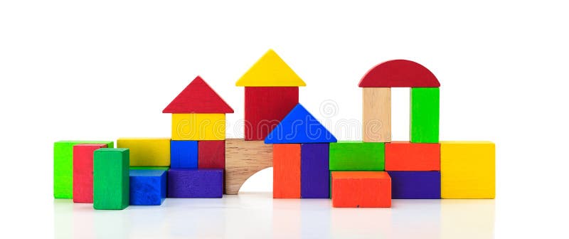 Building blocks toy over floor stock photo