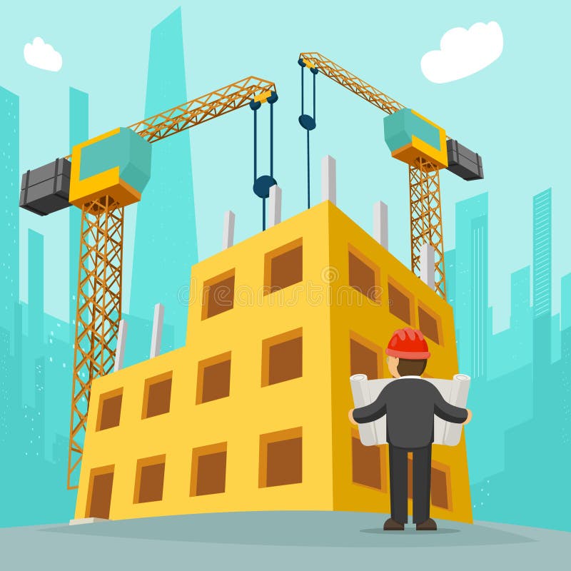 Building Construction Cartoon Vector Illustration Stock Vector