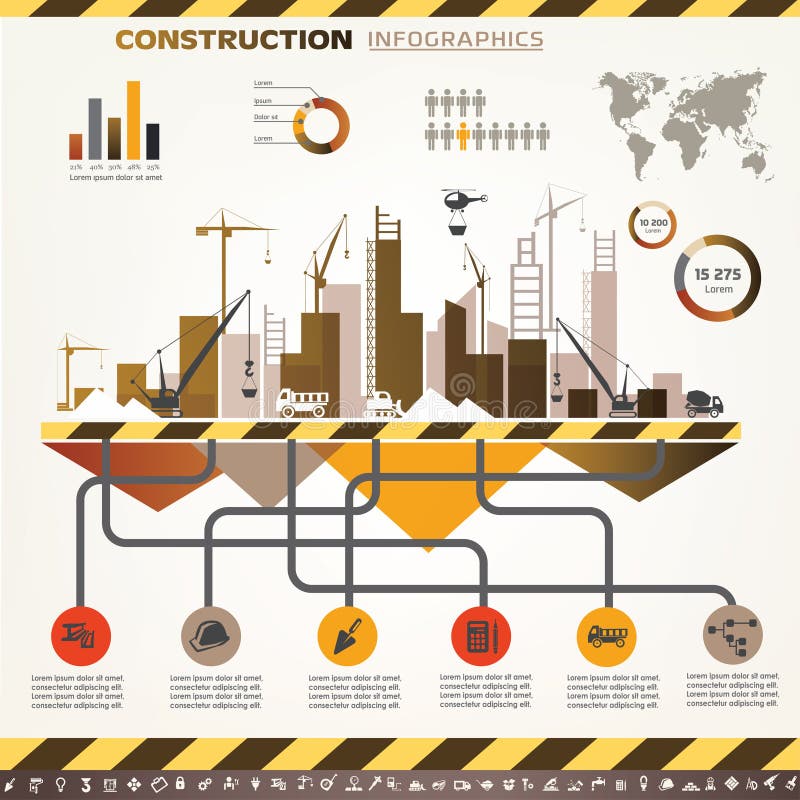 Building and Construction Infographics Stock Vector Illustration of