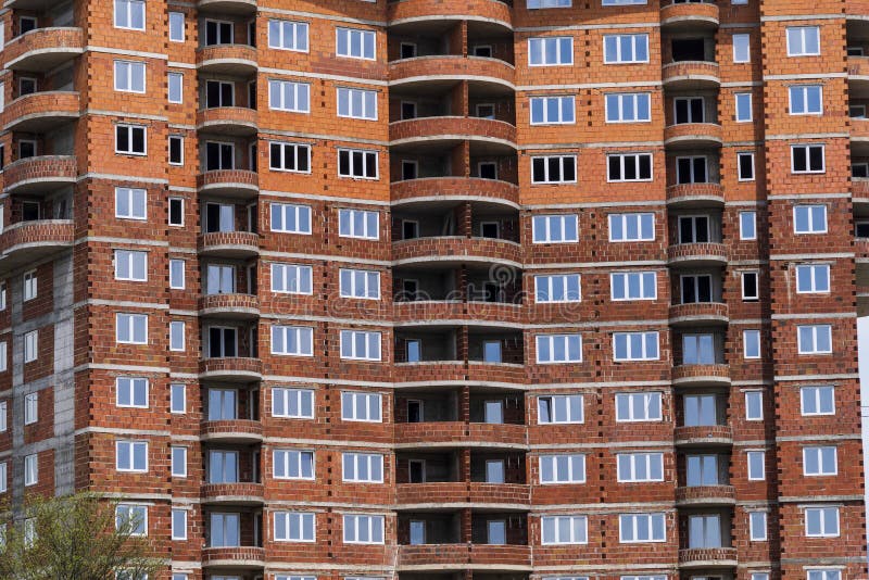 Construction of a Building with Many Living Quarters. Stock Image