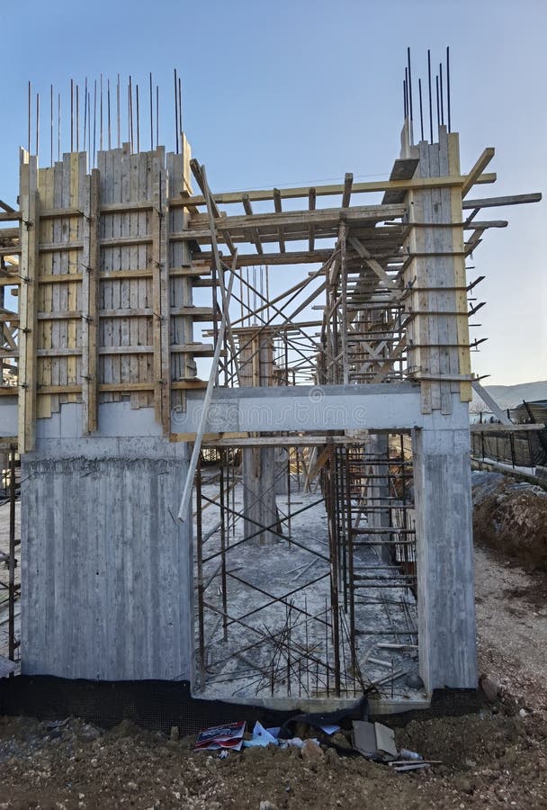 Building Construction Structure Cement Irons Development Stock Photo