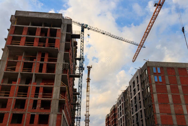 Building Crane and House Under Construction Stock Photo Image of