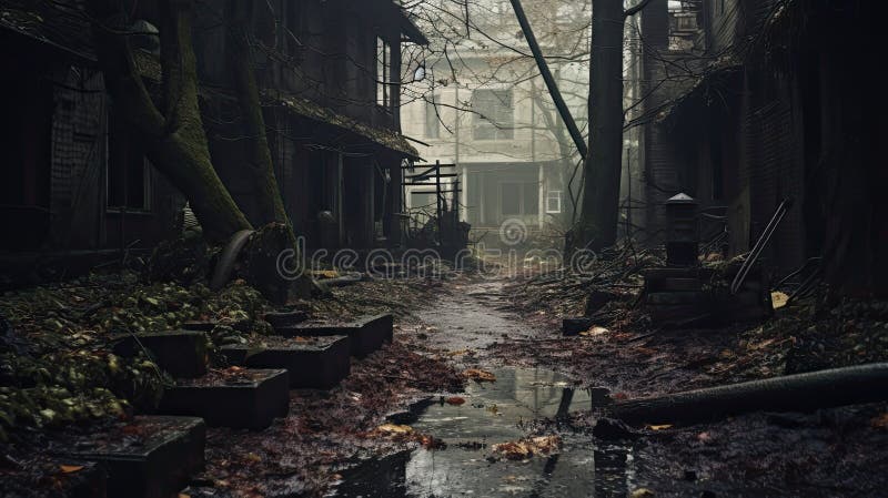 Building dark path royalty free illustration