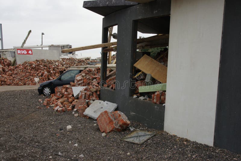 Building destroyed, explosion and collapses royalty free stock photo