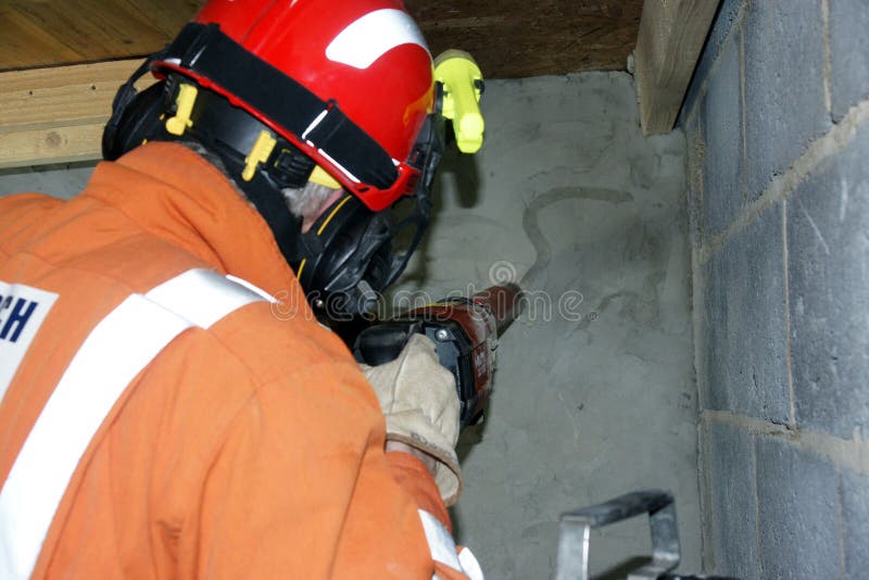 Building destroyed, explosion and collapses stock photo