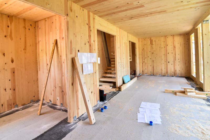 Building Energy Efficient Passive Wooden House. Stock Image Image of