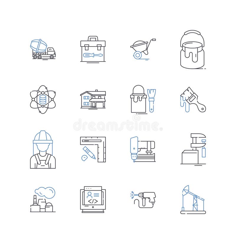 Building experts line icons collection. Architecture, Engineering, Construction, Renovation, Design, Planning stock illustration