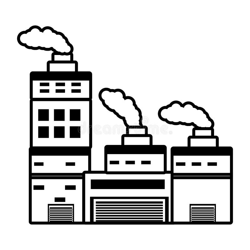 building industry factory chimney outline vector illustration