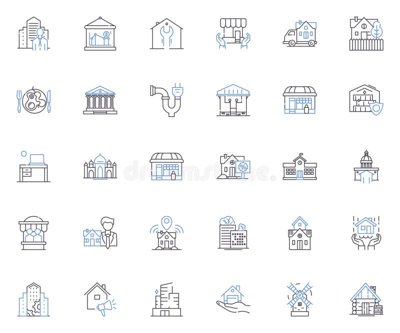 Building line icons collection. Construction, Architecture, Framework, Design, Engineering, Material, Foundation vector stock illustration