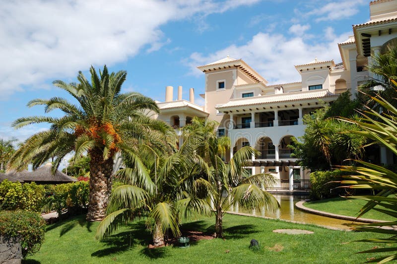 The Building of Luxury Hotel and Palm Trees Editorial Photography