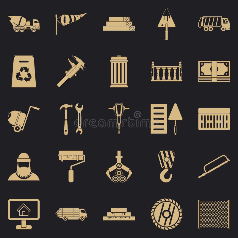 Building Material Icons Set, Simple Style Stock Vector Illustration of construction, paint