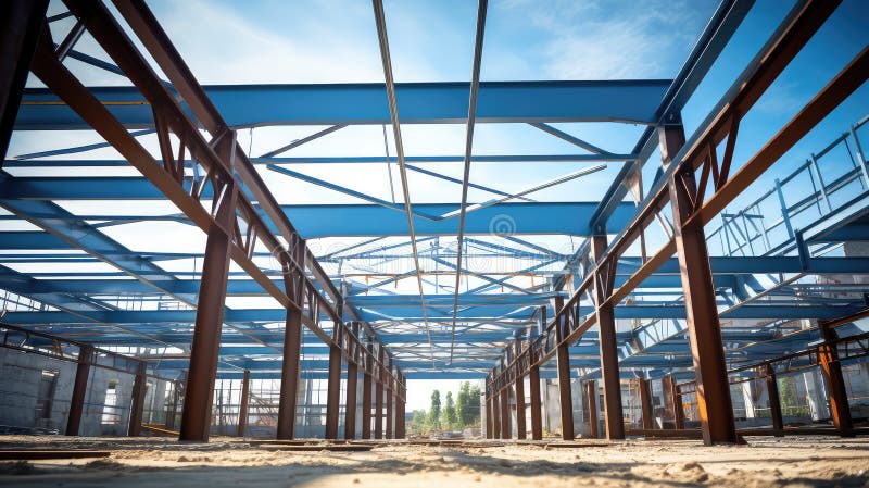 Building metal frame illustration structure beams girders foundation architecture engineering stock illustratie
