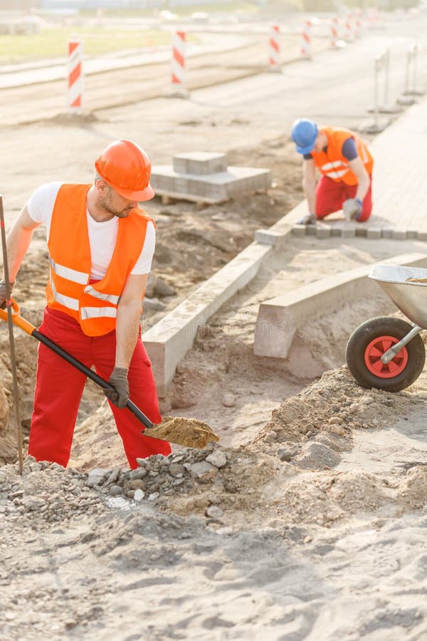 Building a pavement royalty free stock photo