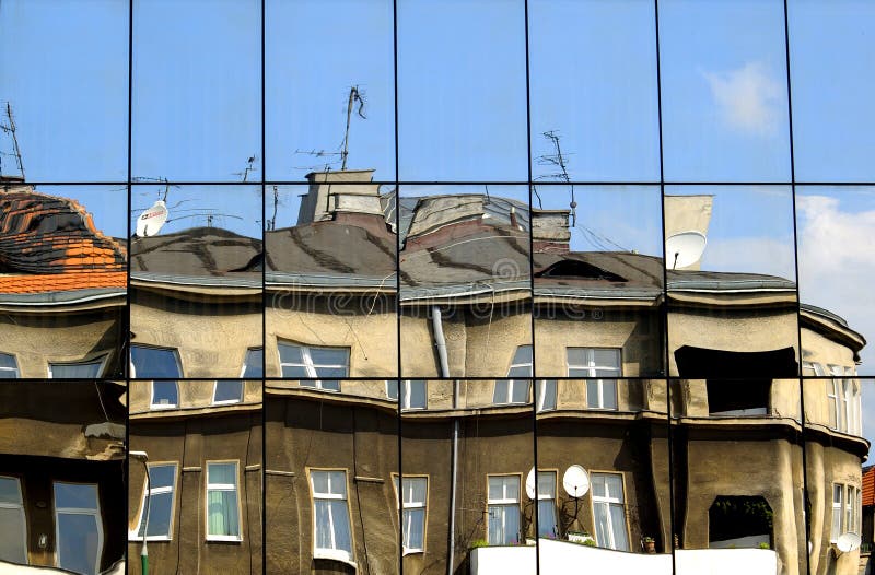 Building reflection in mirrors and deformity