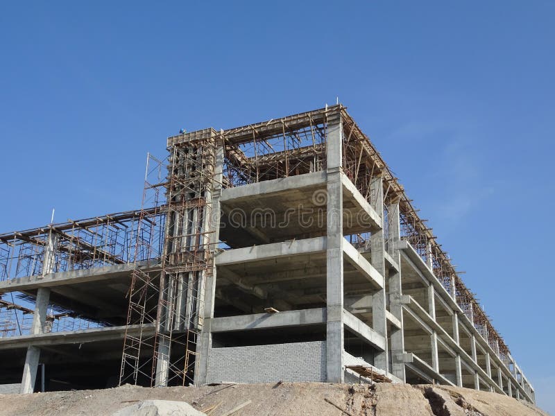 Building Reinforcement Concrete Structure at the Construction Site