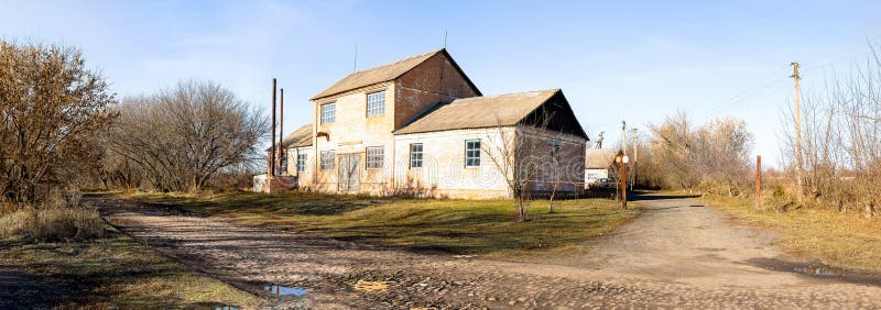 The building of a rural mill on the outskirts of the village near the stone road Ukraine