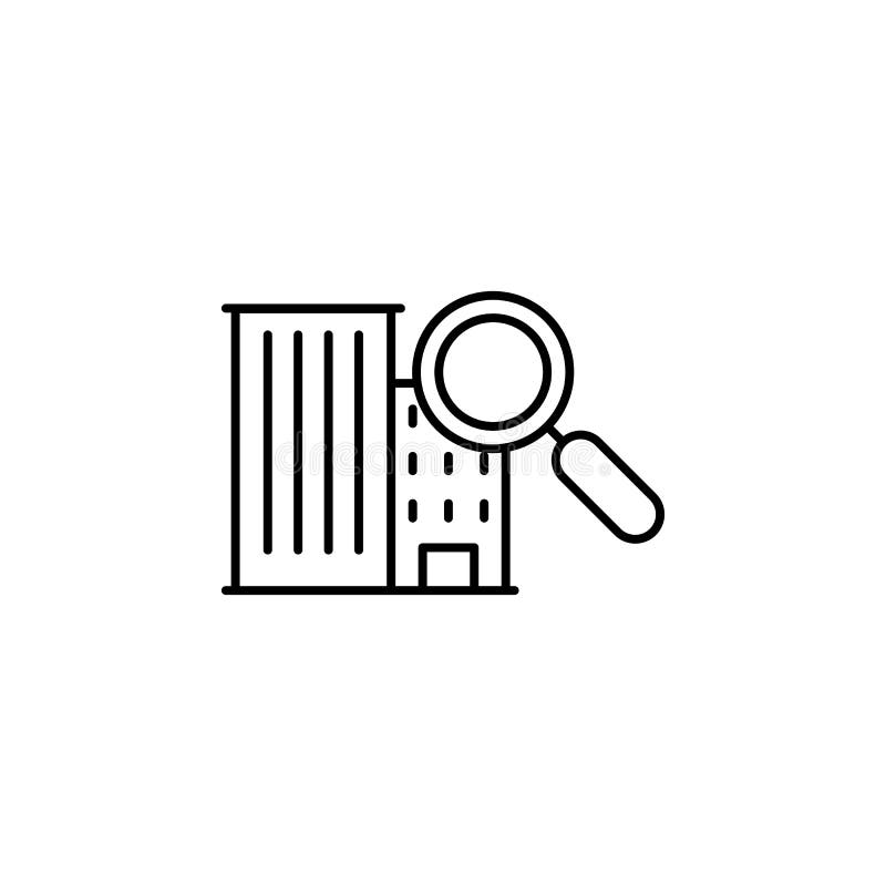 building, search icon. Simple thin line, outline vector of Real Estate icons for UI and UX, website or mobile application royalty free illustration building, search icon. Simple thin line, outline vector of Real Estate icons for UI and UX, website or mobile application royalty free illustration