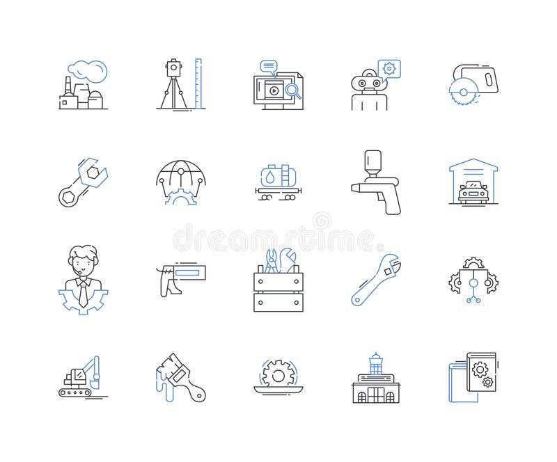 Building sector line icons collection. Construction, Architecture, Engineering, Skyscraper, Renovation, Design royalty free illustration