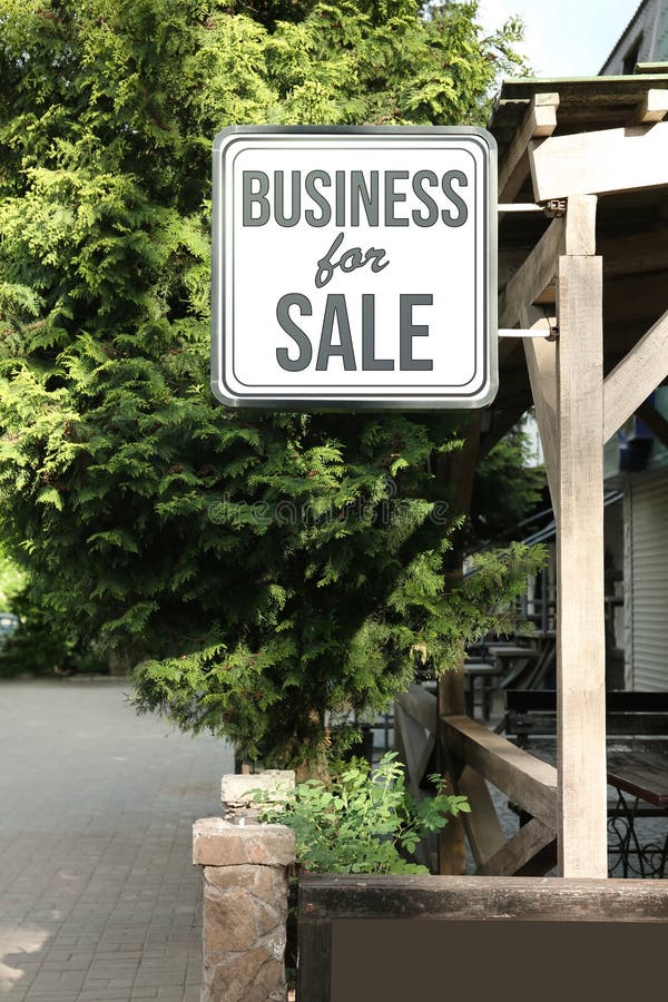 Building with Sign Business for Sale Outdoors Stock Photo Image of
