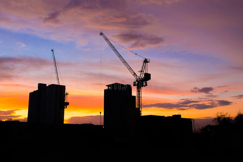 Building Silhouette with Beautiful Twilight Sky