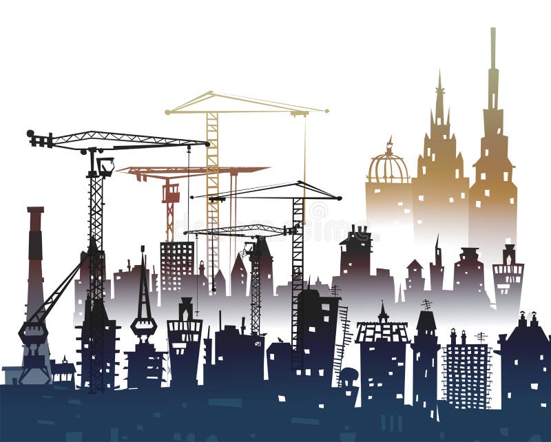 Building Site with Cranes. City Background Stock Illustration