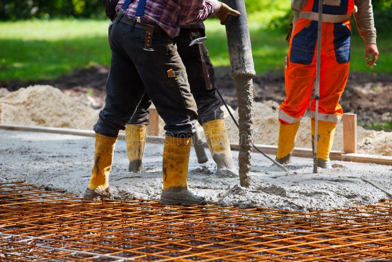 Building site pour concrete stock photos Building site pour concrete stock photos