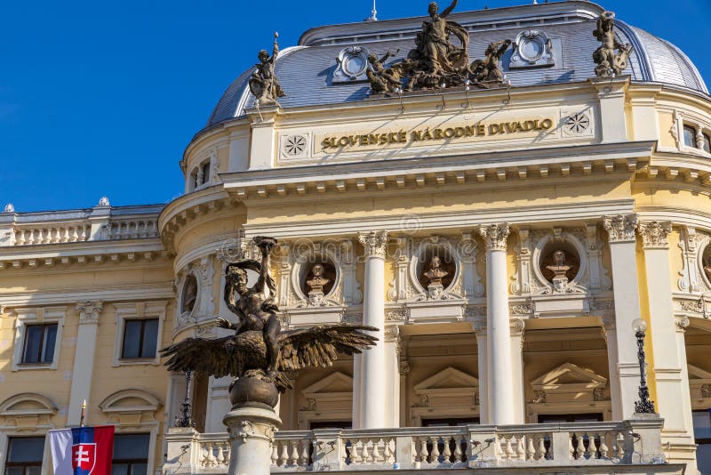 Building of the Slovak National Theater in the old town of Bratislava