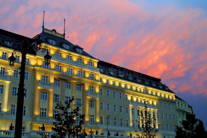 Building after sunset