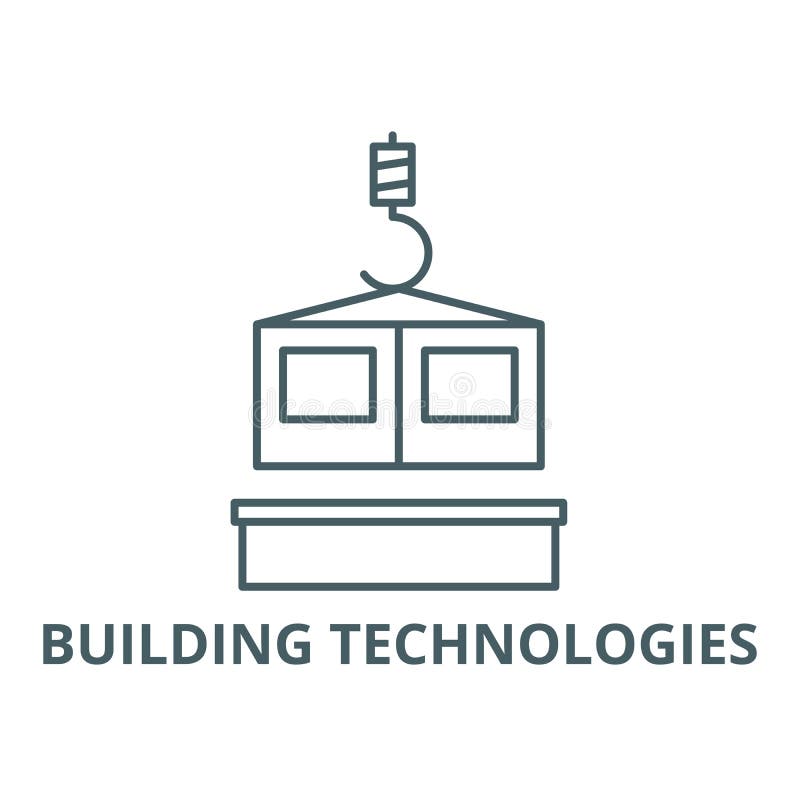 Building technologies line icon, vector. Building technologies outline sign, concept symbol, flat illustration royalty free illustration