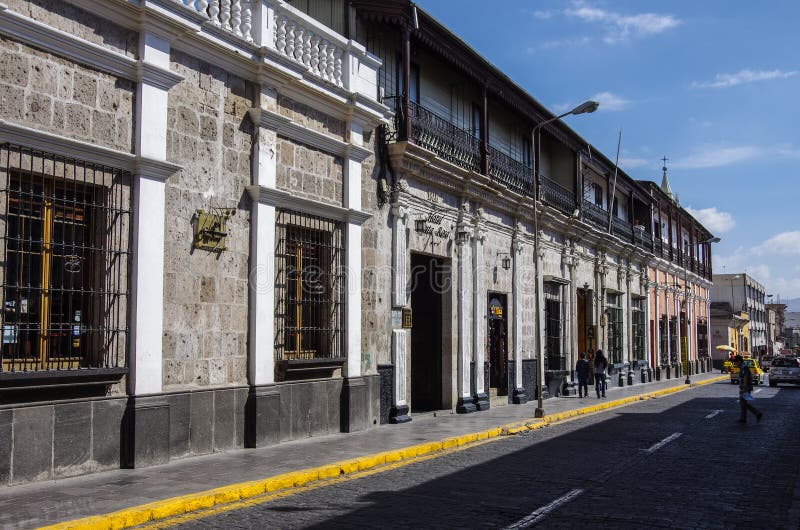 Building in Typical colonial architecture in the street of Arequipa, Peru stock image Building in Typical colonial architecture in the street of Arequipa, Peru stock image