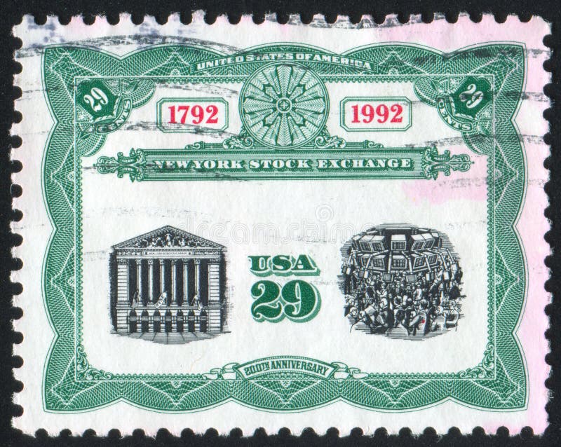 UNITED STATES - CIRCA 1992: stamp printed by United States of America, shows building of stock exchange, circa 1992