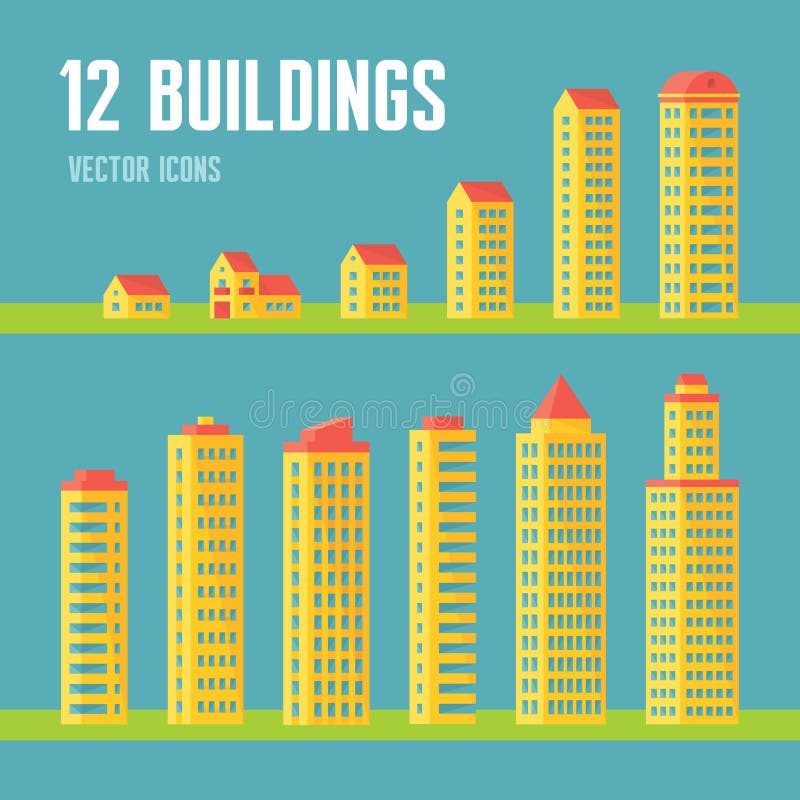 12 building vector icons in flat design style for presentation, booklet, website etc. Architecture vector signs collection. royalty free illustration 12 building vector icons in flat design style for presentation, booklet, website etc. Architecture vector signs collection. royalty free illustration