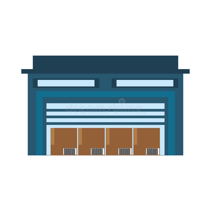 Building Warehouse Cardboard Boxes Cargo Stock Illustration