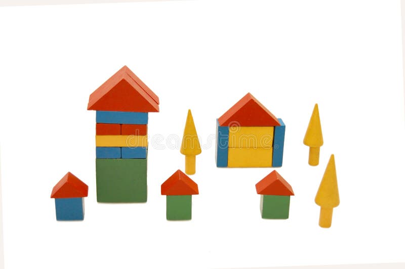 Building from wooden colourful blocks