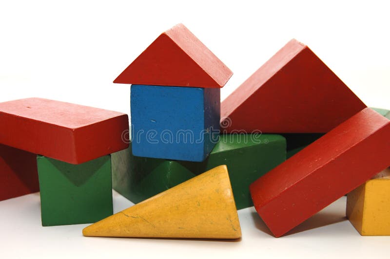 Building from wooden colourful childrens blocks