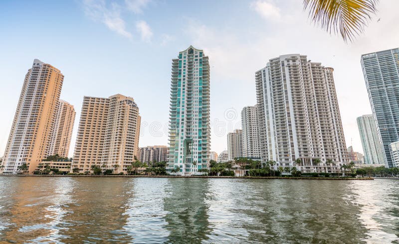 Buildings of Brickell Key in Miami, Florida - USA royalty free stock image