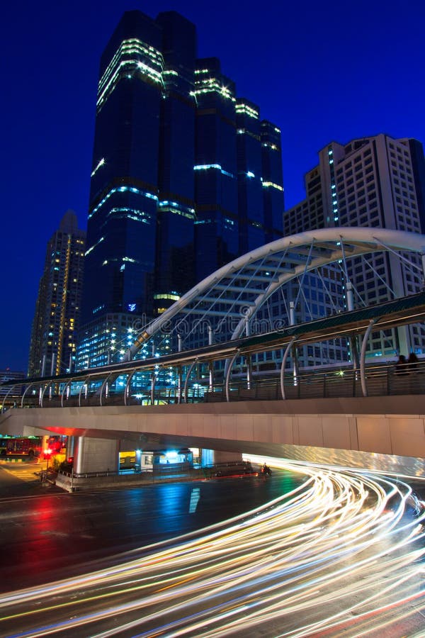 Buildings bridge in the business city