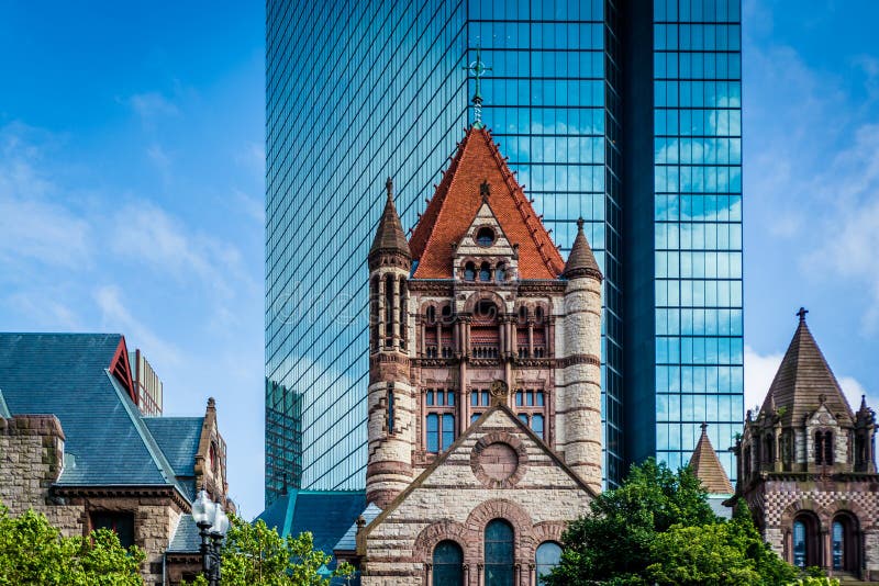 Buildings at Copley, in Back Bay, Boston, Massachusetts. Editorial