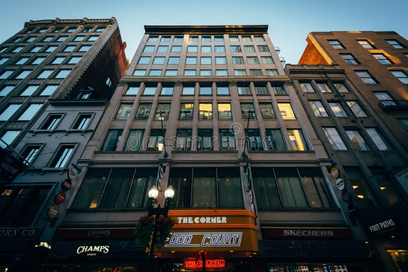 Buildings at Downtown Crossing, in Boston, Massachusetts. Editorial