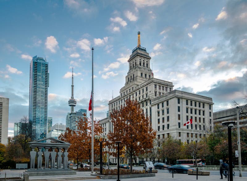 Buildings in Downtown Toronto with CN Tower and Autumn vegetation - Toronto, Ontario, Canada royalty free stock image Buildings in Downtown Toronto with CN Tower and Autumn vegetation - Toronto, Ontario, Canada royalty free stock image