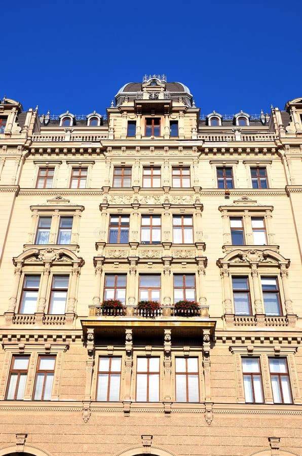 Vienna. Houses With Old Beautiful Architecture. Illuminated By Bright