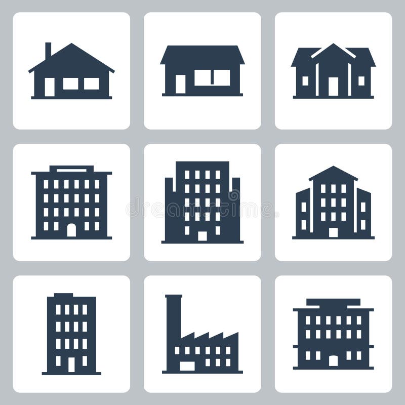 Buildings and Houses Vector Icons in Glyph Style 2