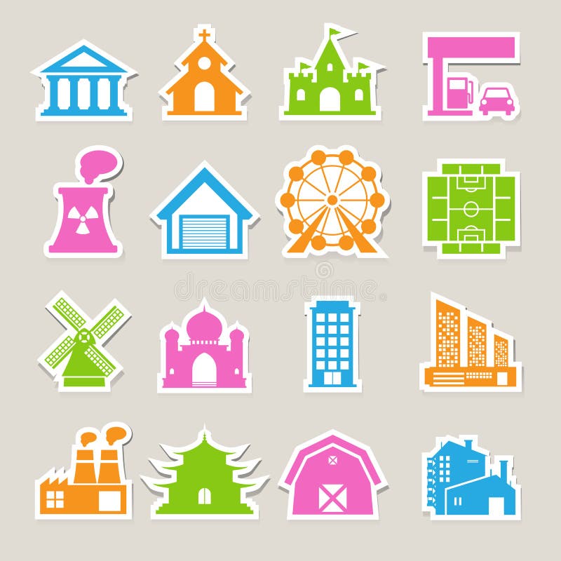 Buildings icon set royalty free illustration
